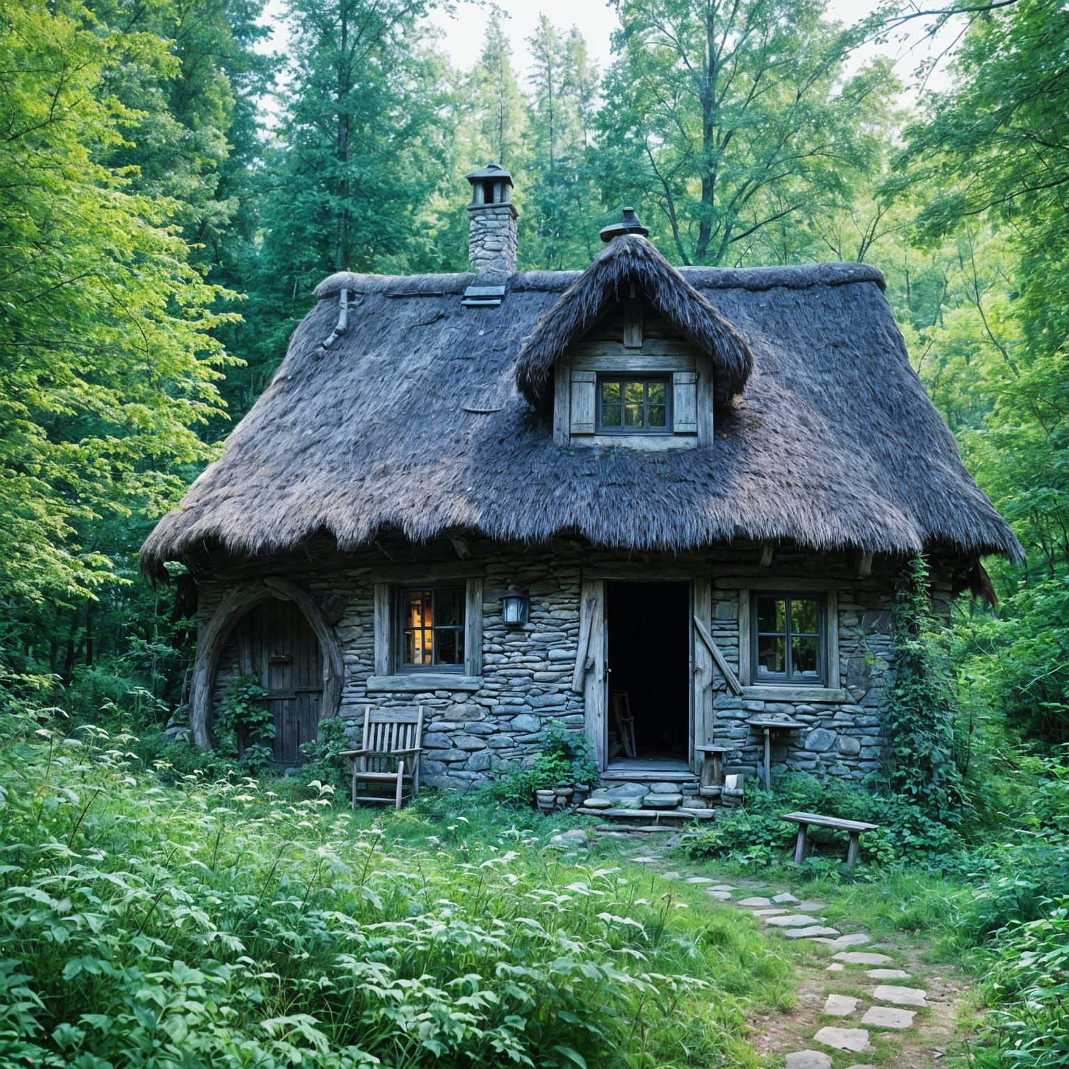 Enchanted Cottage in Ancient Forest