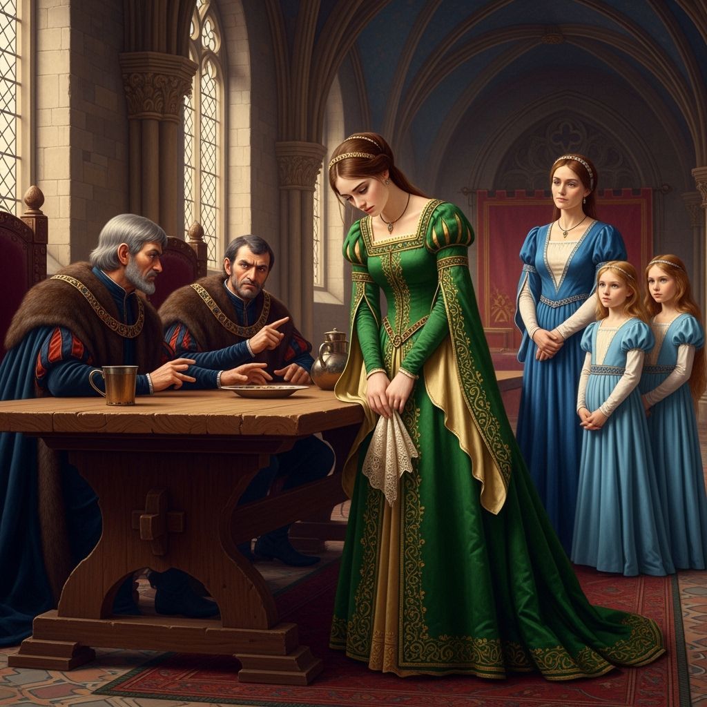 Medieval Noblewoman's Unhappiness in Grand Hall