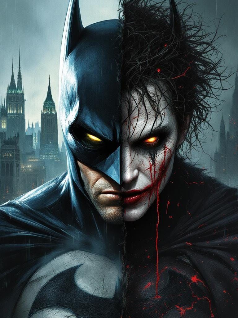 Split Portrait in Style of Alex Ross and Sienkiewicz