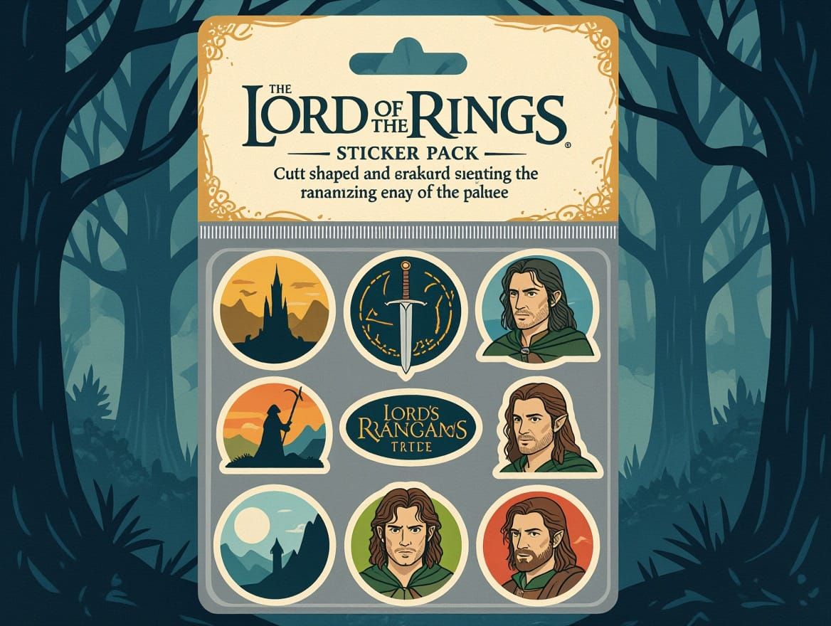 Lord of the Rings Sticker Pack in Clear Plastic with Card La...
