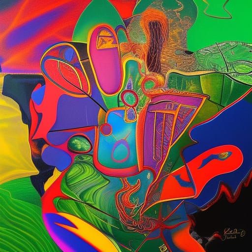 Abstract Expressionist Composition in Triadic Colors