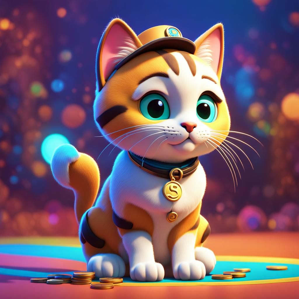 Pawsperity Cat for Solana as Pixar-Style 3D Art