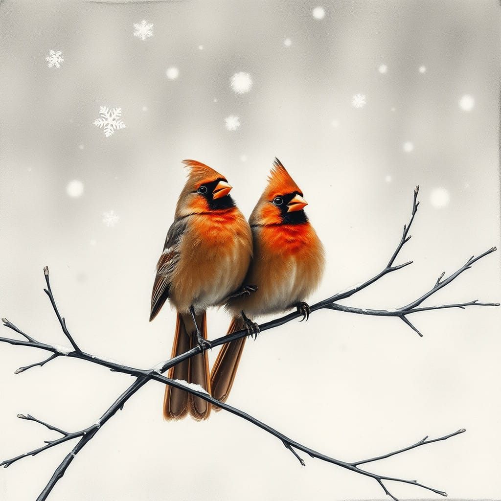 Cardinals in Winter Wonderland