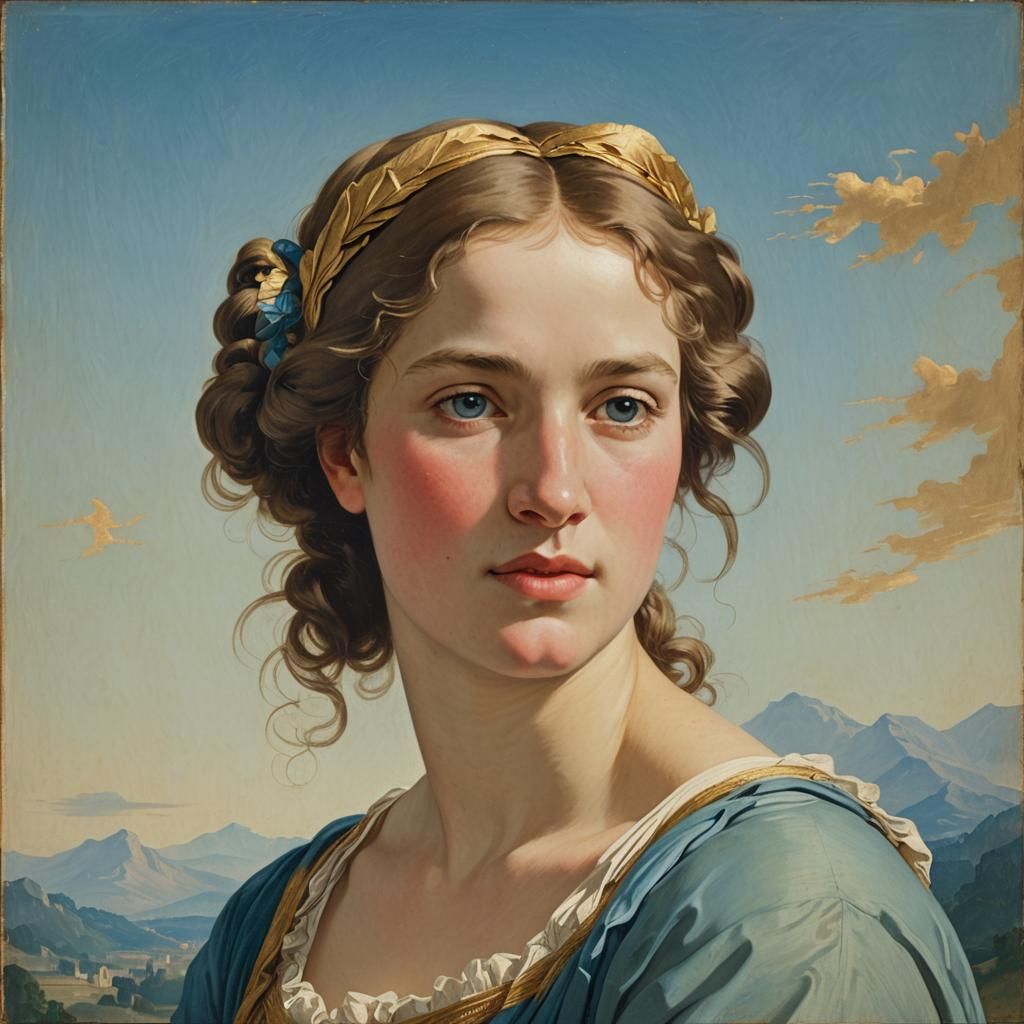 Neoclassical Portrait with Enigmatic Smile