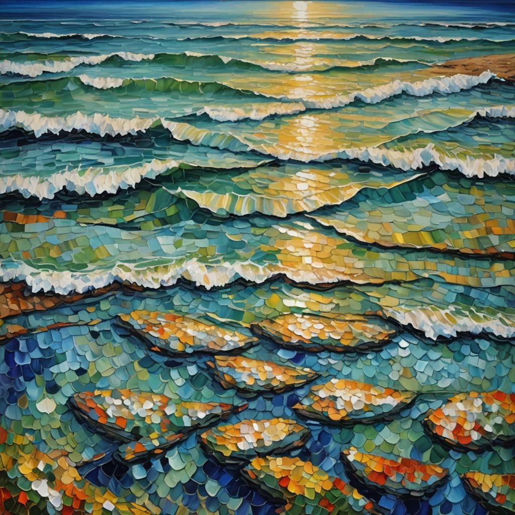 Seashore Soul: Neo-Impressionist Seascape in Expressionist S...