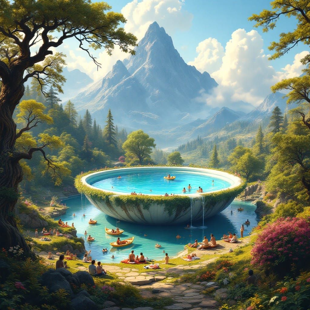 Giant Soup Bowl Lake in Lush Landscape