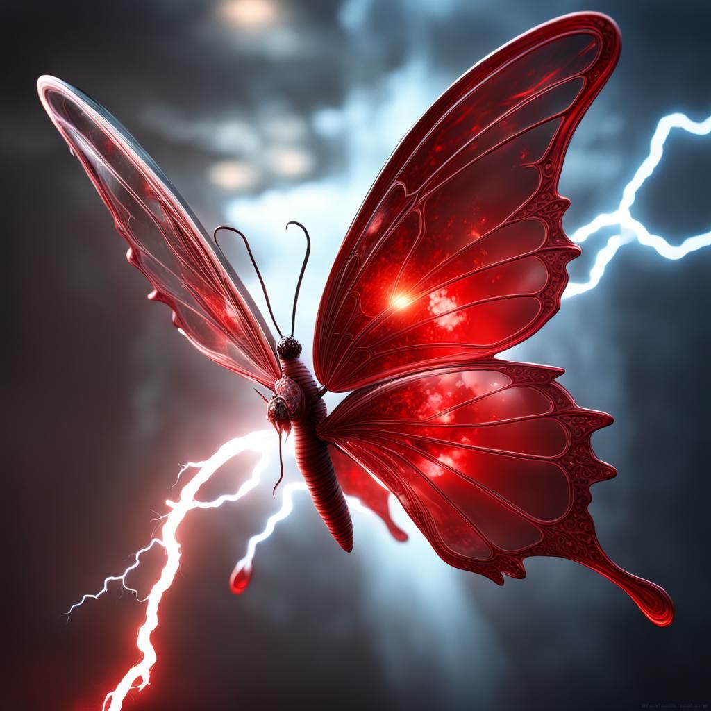 Magnificent Glass Butterfly with Lightning Accents