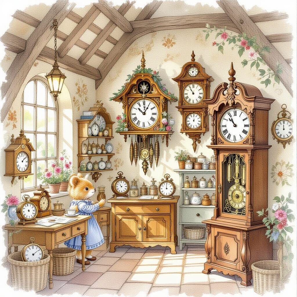 Charming Clock Shop in Brambly Hedge Style