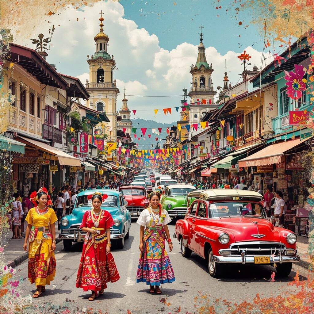Filipino Culture: A Vibrant Photo Collage in Mixed Media