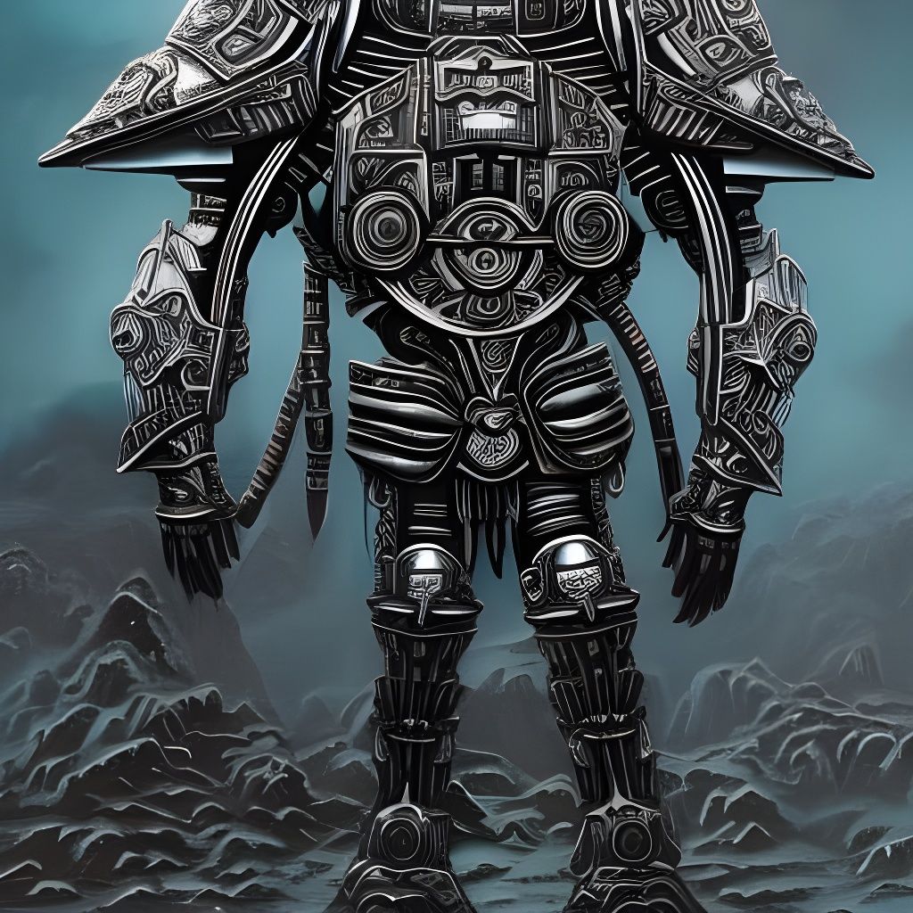 Grimdark Space Centurion in Mixed Media Style