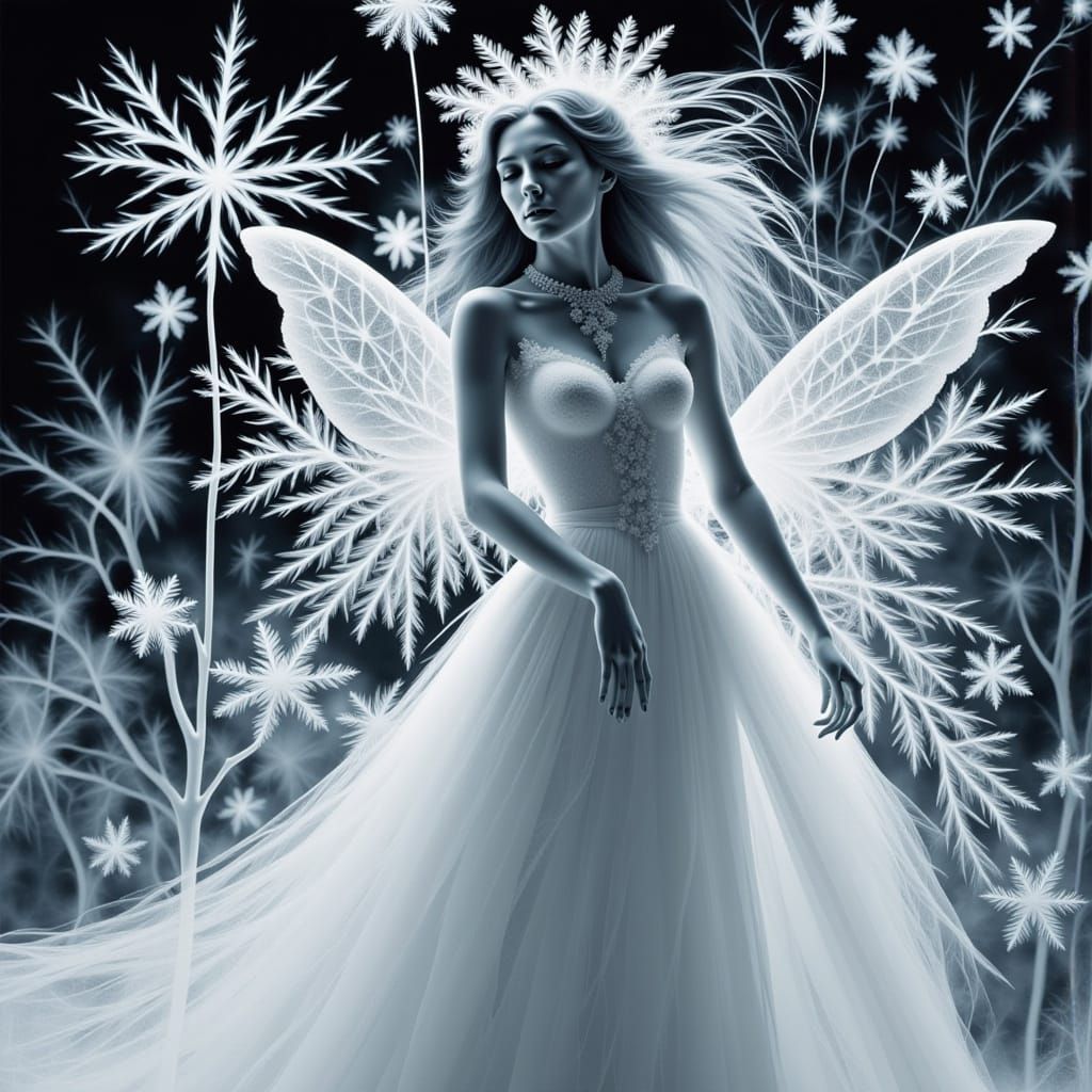 Regal Winter Snow Fairy Queen in Frosty Kingdom Castle