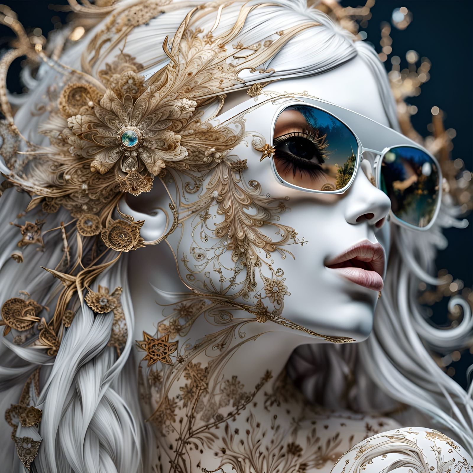 Filigree Snow White with Fractal Hair in Candy Art