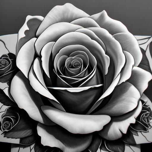 Elegant Ink Drawing of Intricate Roses