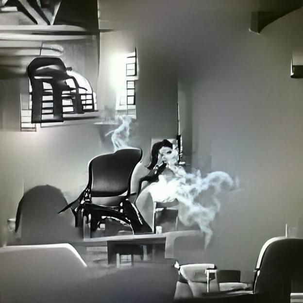 Noir Lady Smoking in Detective Office
