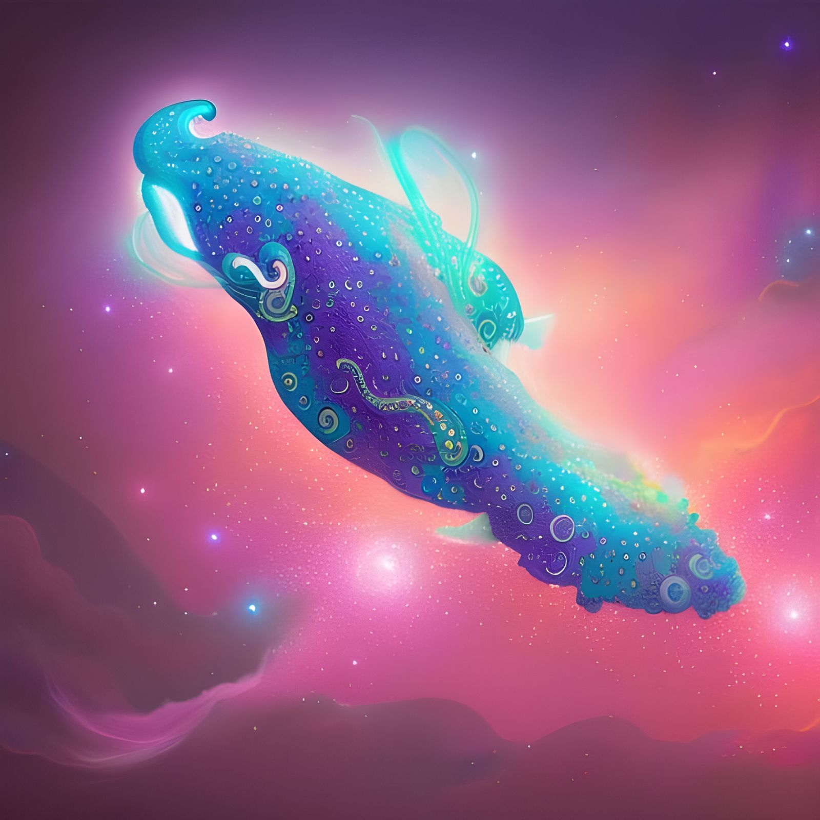 Nebula Cuttlefish: Shimmering Cloud Creature in Digital Art