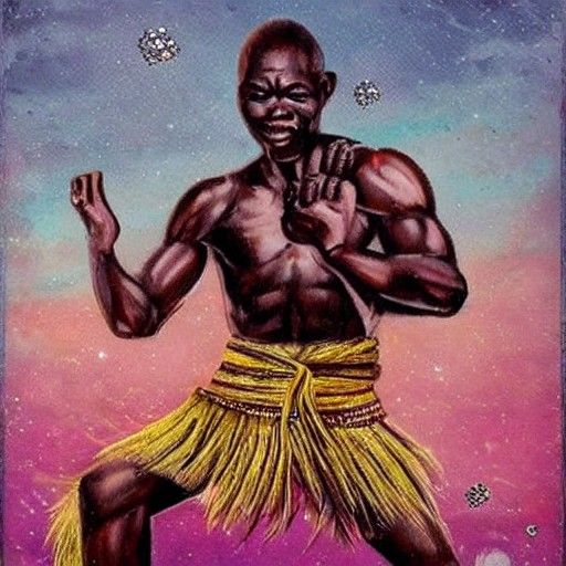 African Kung Fu Warrior in Diamond Setting