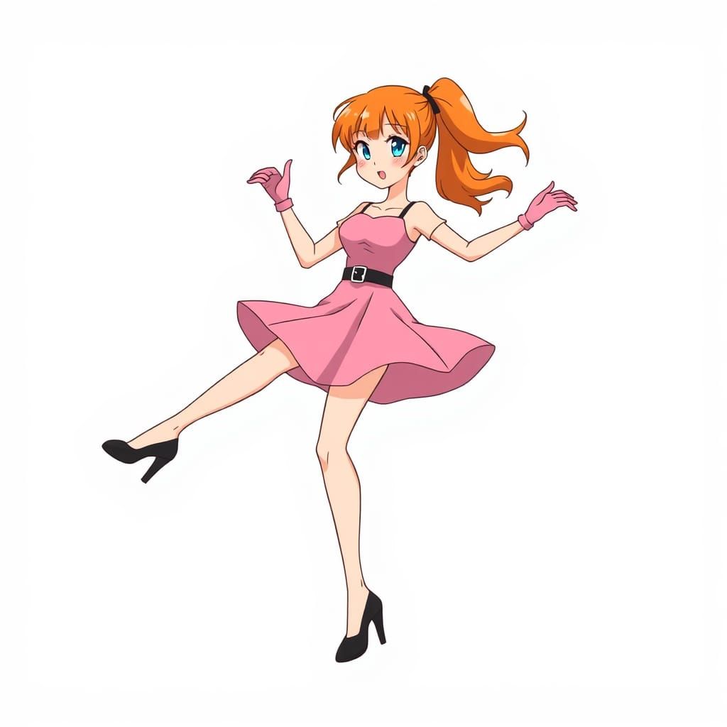 Cartoon Woman Tap Dancing with Anime Style