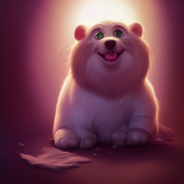 Sleepy Round Puppy in 3D Digital Art