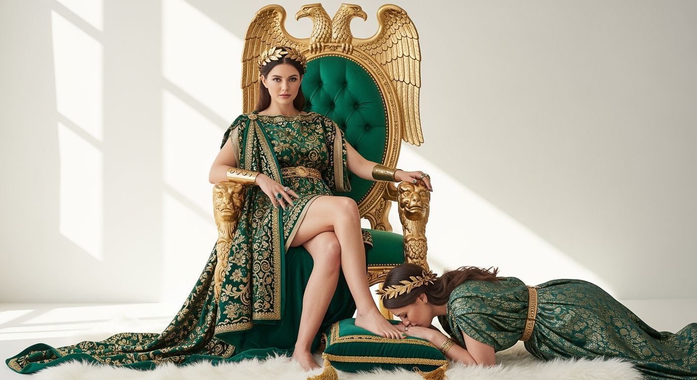 Roman Empress on Gold Throne, Professional Photography