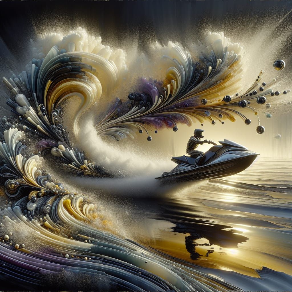 Jet Ski Turn in Impasto Painting Style