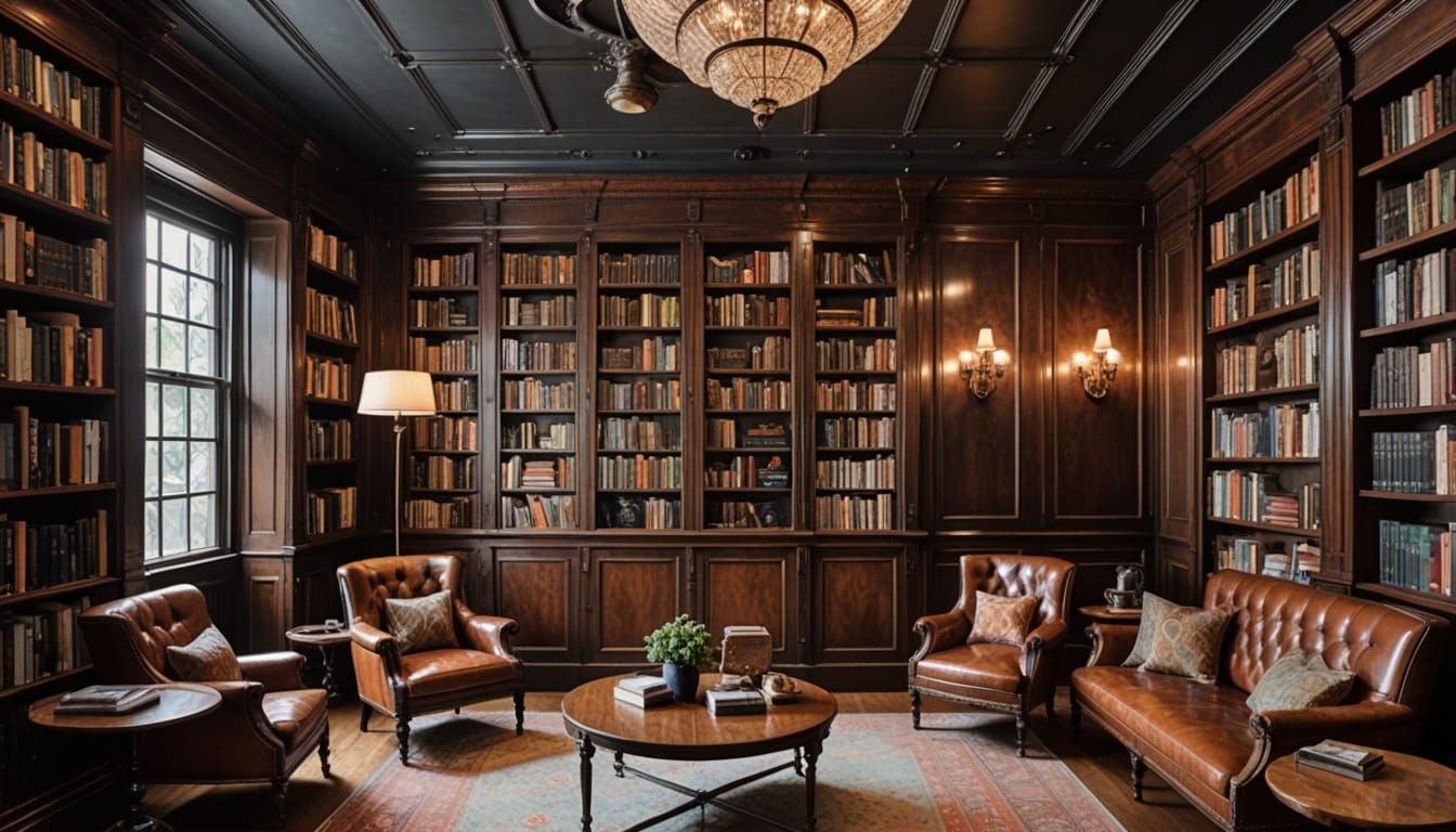 Steel Door in Victorian Library Ceiling