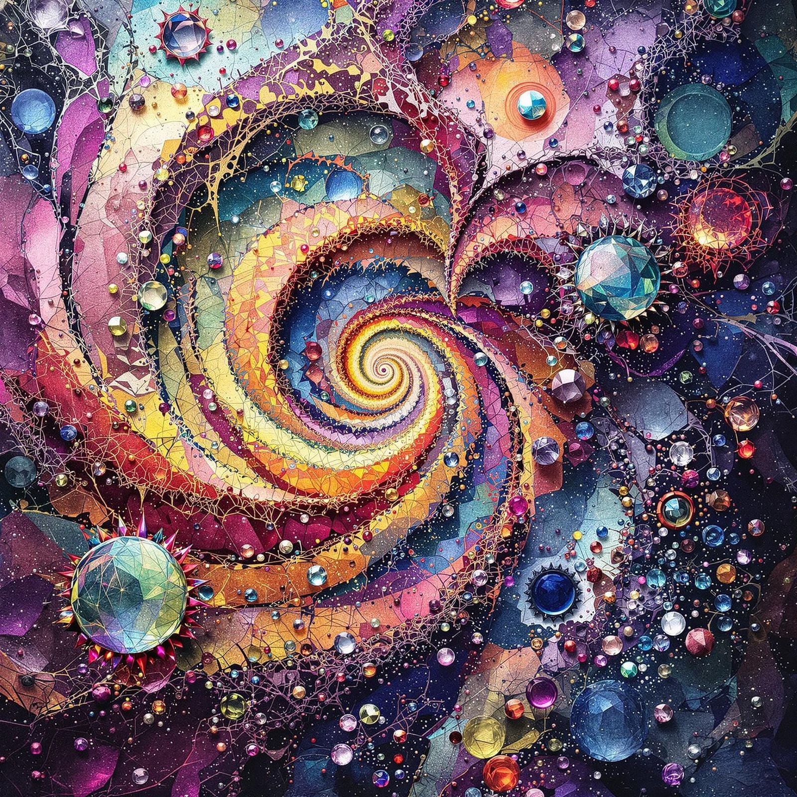 Gemstone Fractal Kaleidoscope in Abstract Expressionism