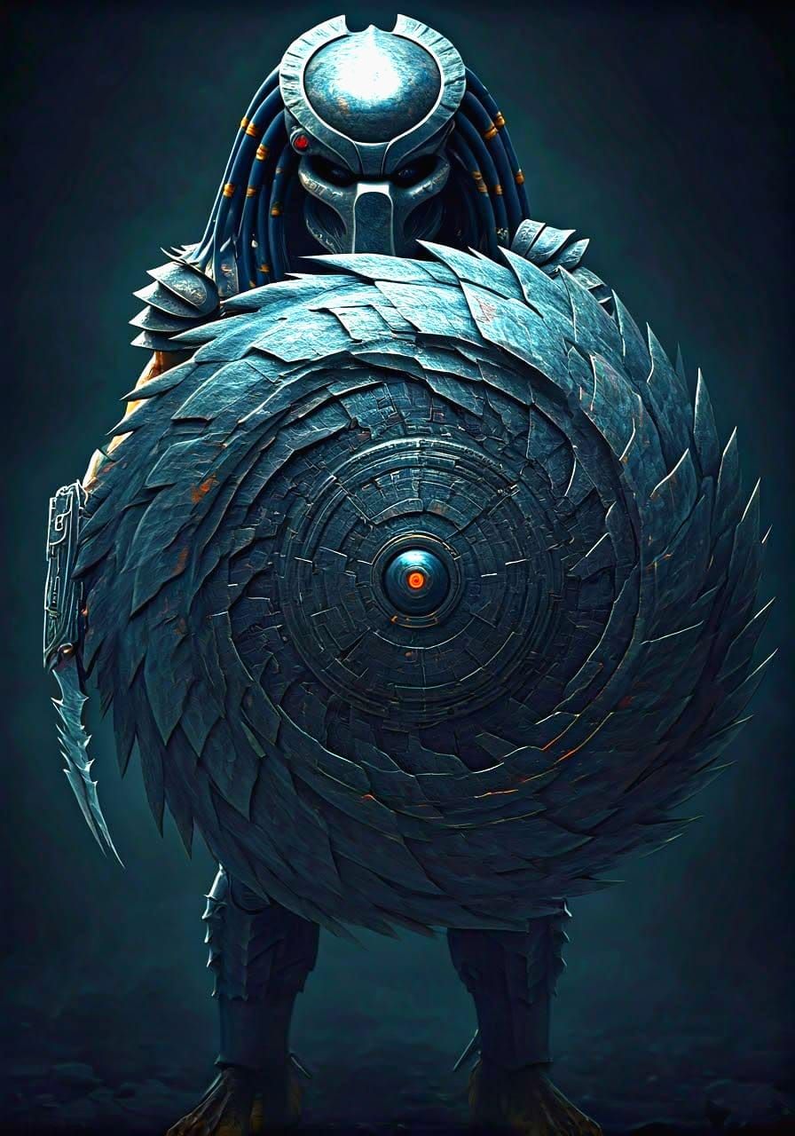 Predator's Round Shield Made of Flat Ended Blades in Cyberpu...