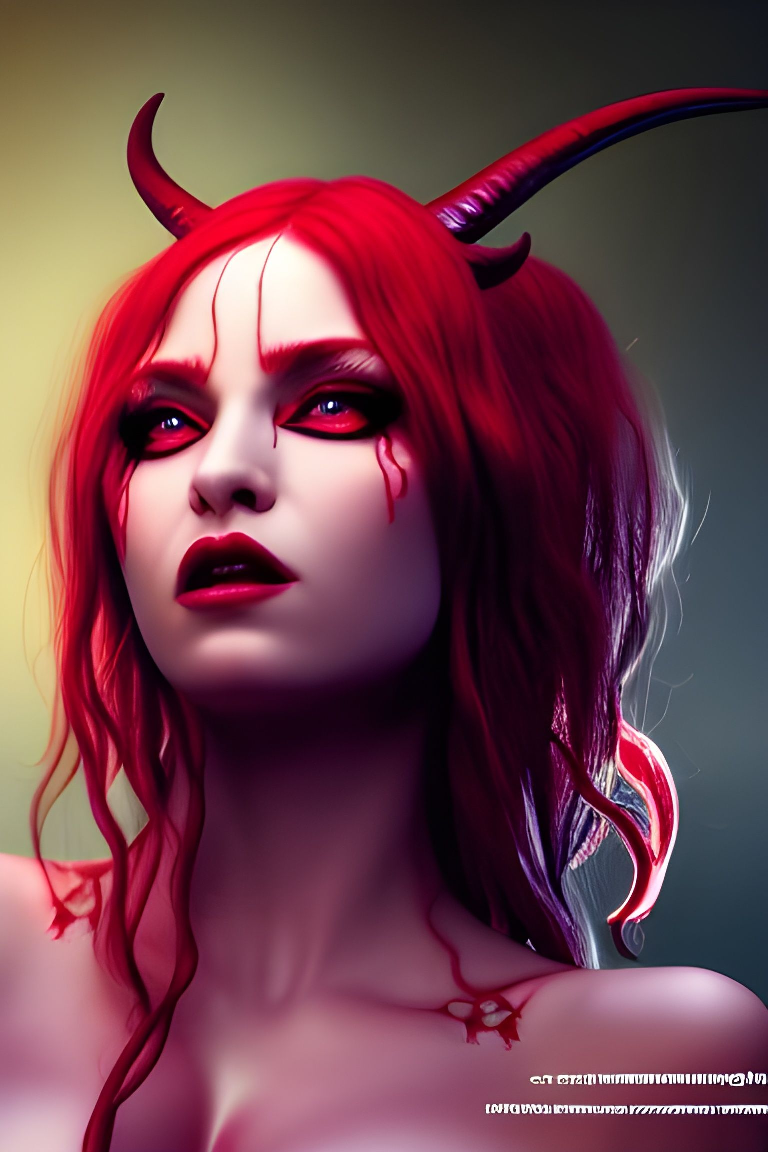 Detailed Succubus with Red Hair, Digital Art