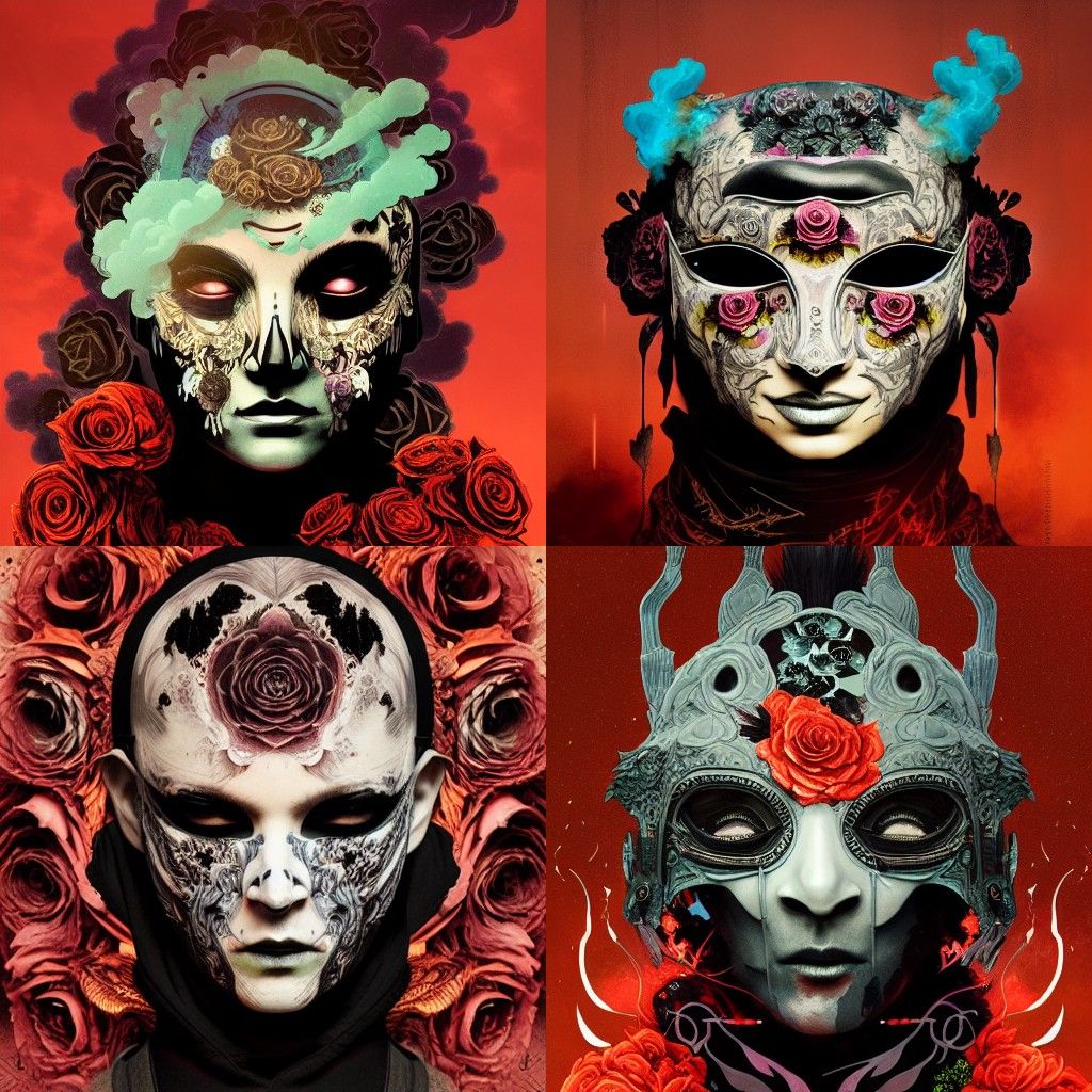 Raven Mask with Roses and Lightning