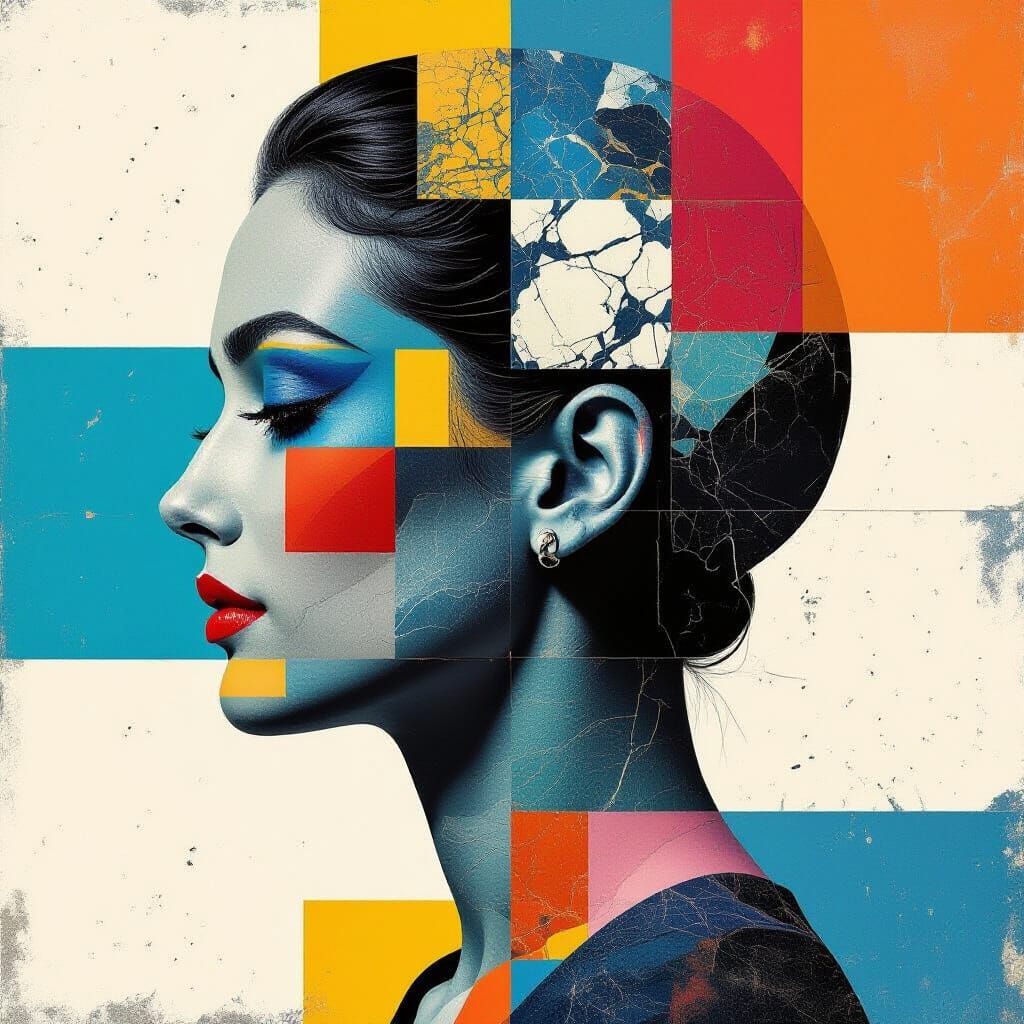 Abstract Human Profile Digital Collage Art