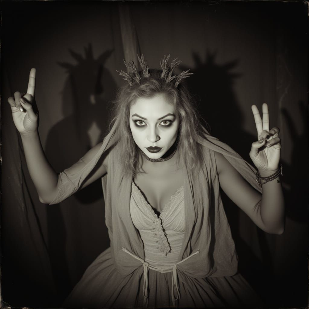 Found footage of a forbidden seance session that went badly <lora:AvantVille:1.0>  <lora:UW Project Bleurgh:1.0>