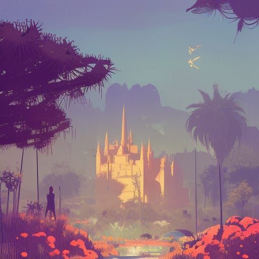 Desert Oasis Castle at Golden Hour