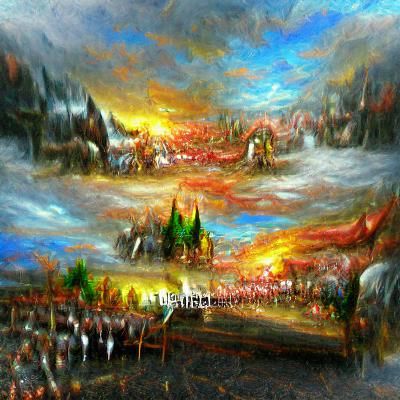 Epic Battle of Heaven and Hell: Expressionist Oil Painting