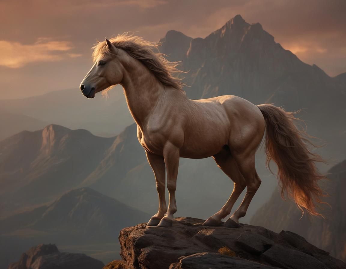 Centaur on Mountain Peak in Golden Light