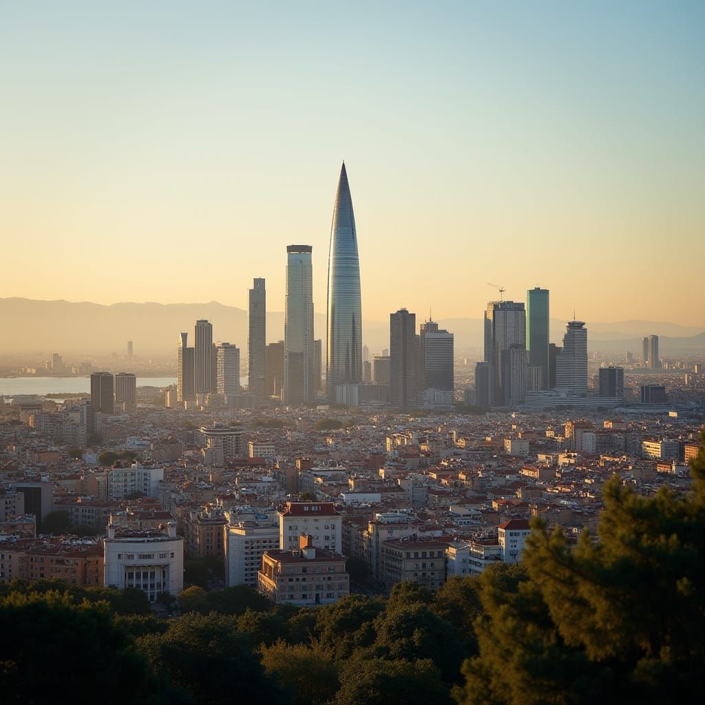 Barcelona Cityscape with Skyscrapers in Sharp Focus