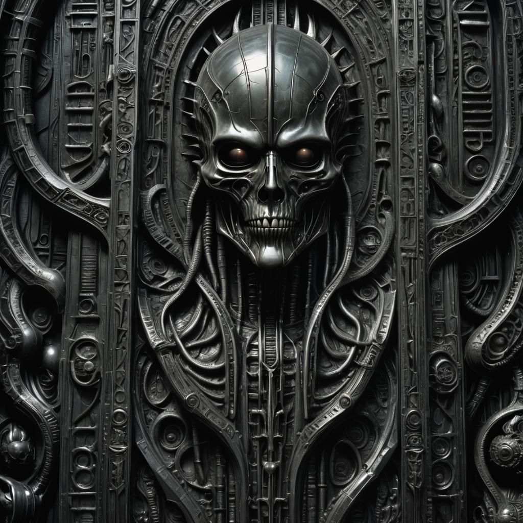 Biomechanical Obelisk in Giger Style, 8K Resolution