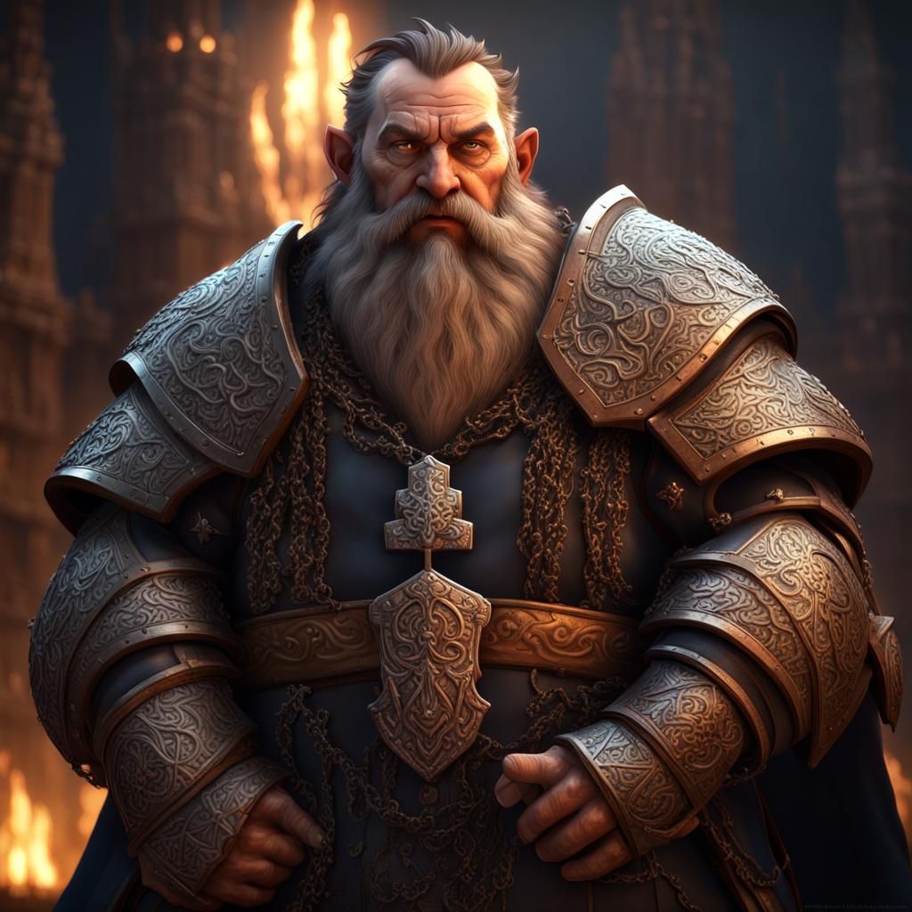 Dwarf Cleric in Dark Fantasy Style