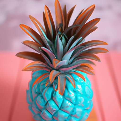 Turquoise Pineapple with Orange Leaves, Professional Photogr...