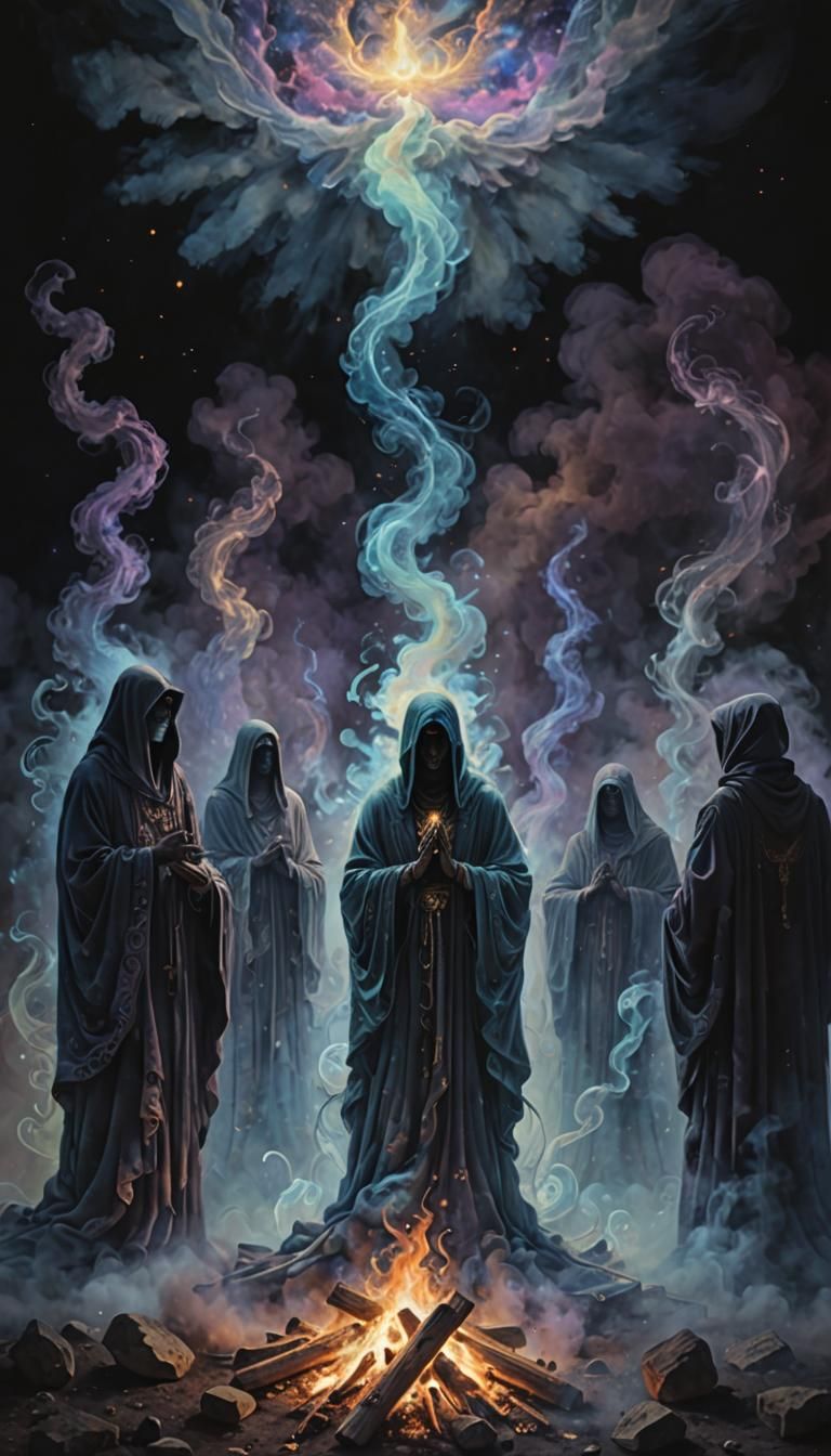 Cosmic Spirit Realm: Ancestral Spirits in Chalk Art