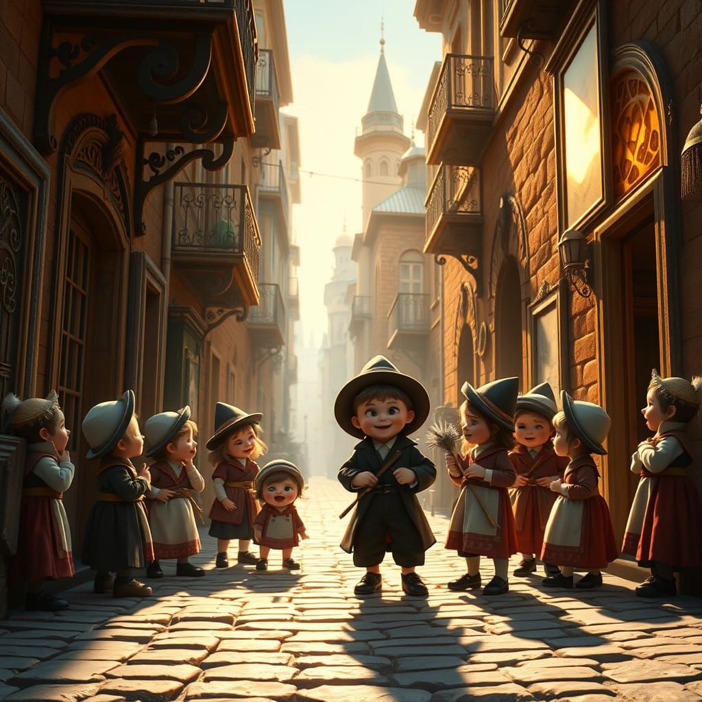 Lively Hassidic Children Play and Tease Friends in Whimsical...