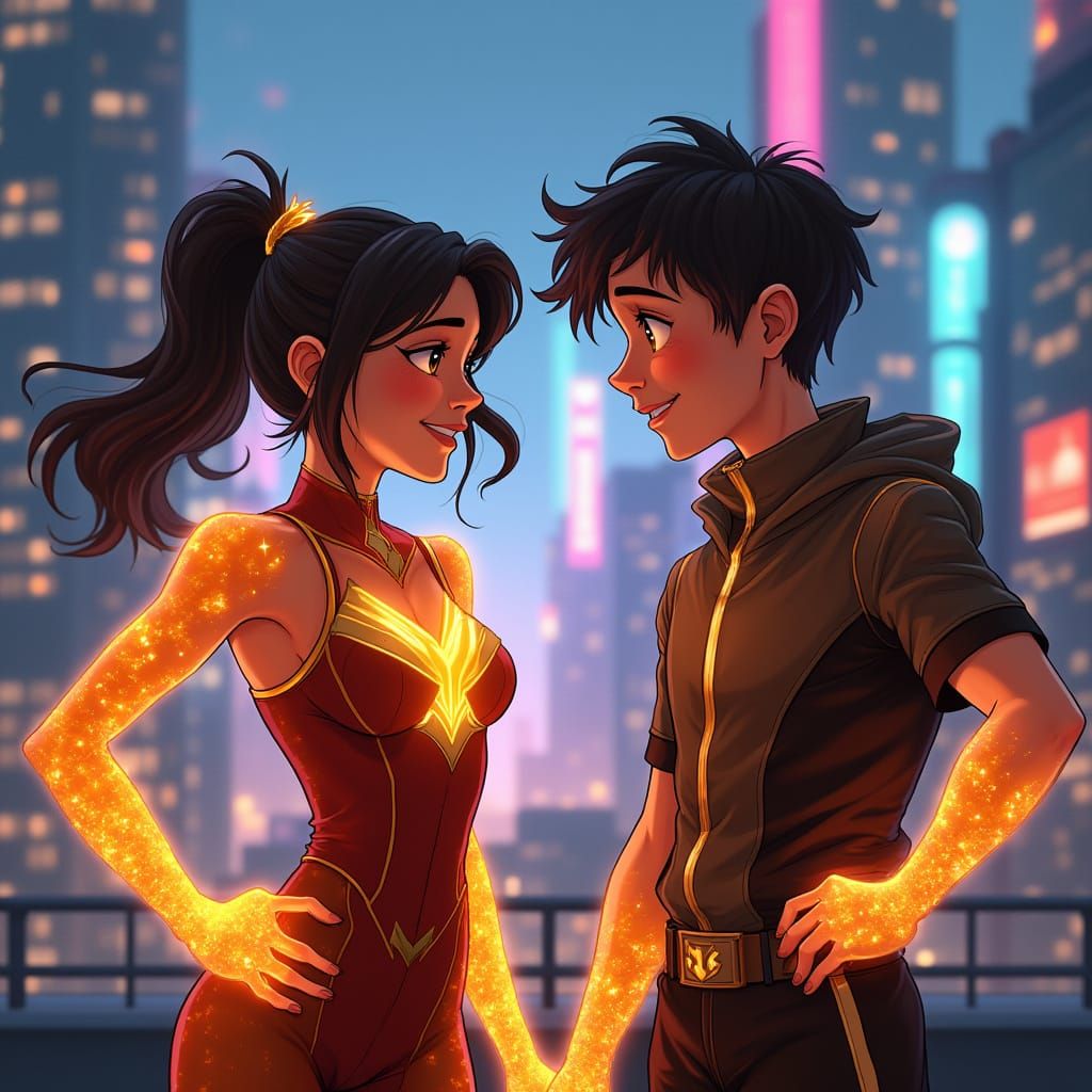 Hyper-Realistic Superhero Portraits in Vibrant Cityscape