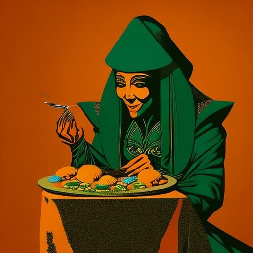 Sand witch eating a sandwich