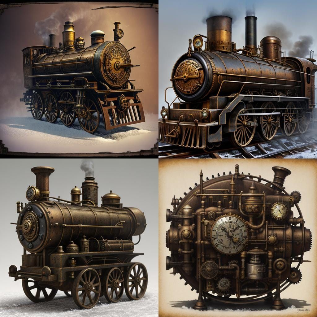 Steampunk Engine in Frosted Time