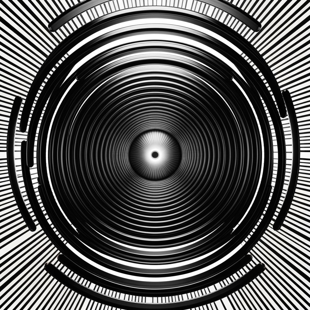 Abstract Symmetrical Spiral Design with Luminous Sphere