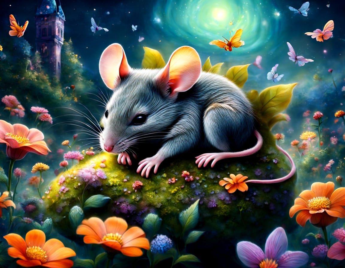 Mouse Sleeping Peacefully Inside Flower