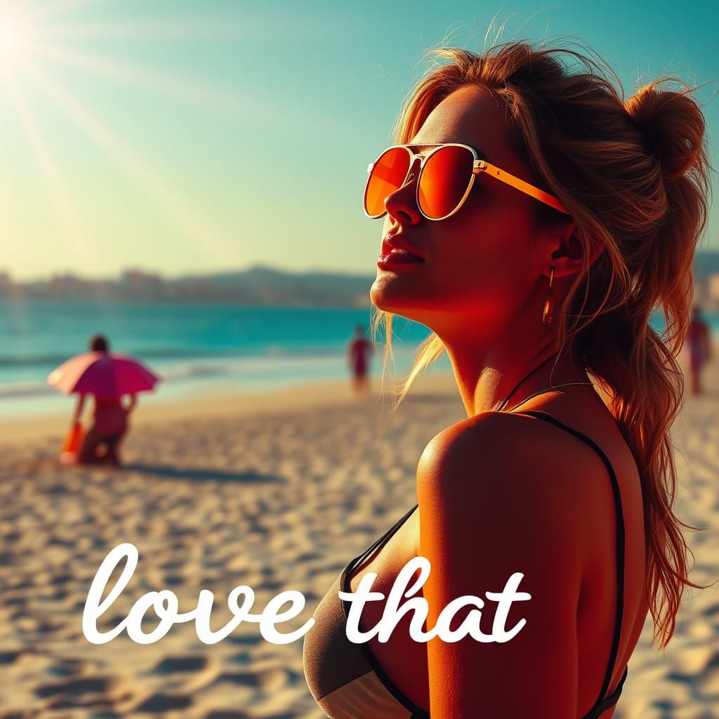 Cyberpunk Beach Scene with Neon Lights