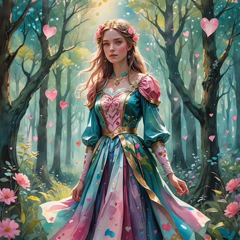 Page of Hearts in Whimsical Fantasy Art Style