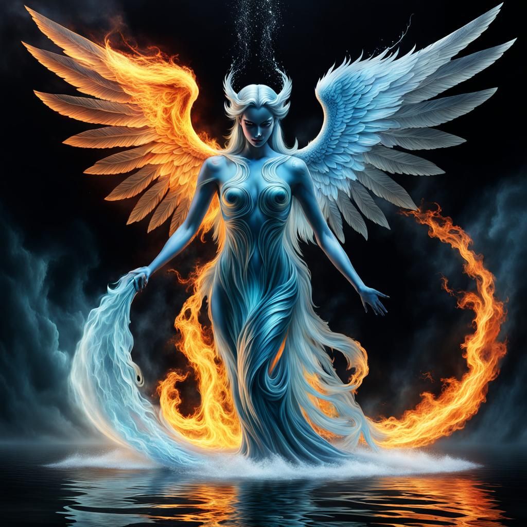 Elemental Angel: Fire and Water Creature