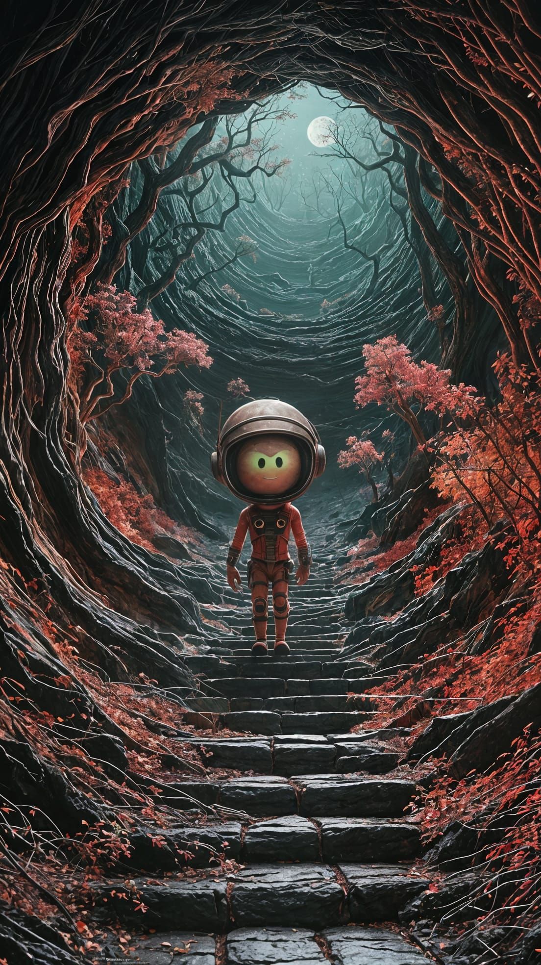 Martian's Journey to Earth's Core: A Giger-Inspired Vision