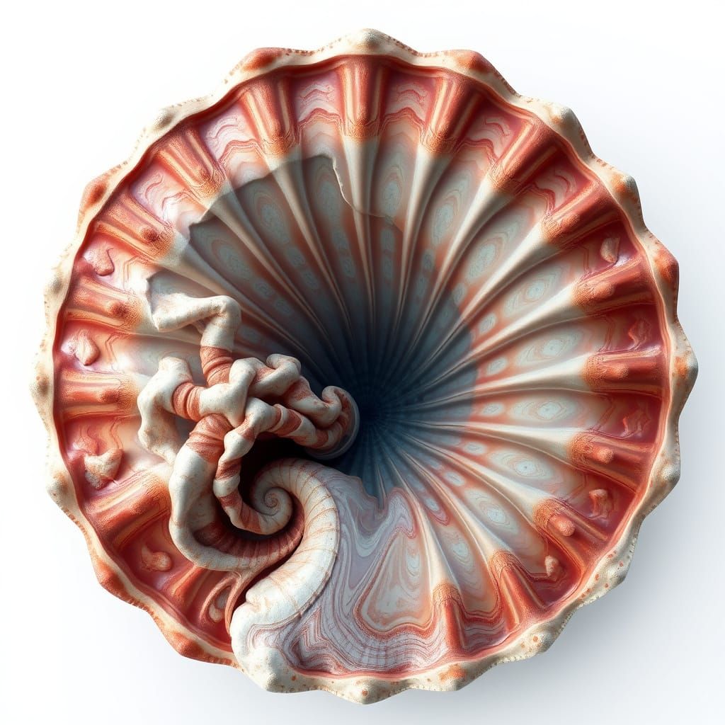 Ethereal Scallop Shell with Intricate Patterns
